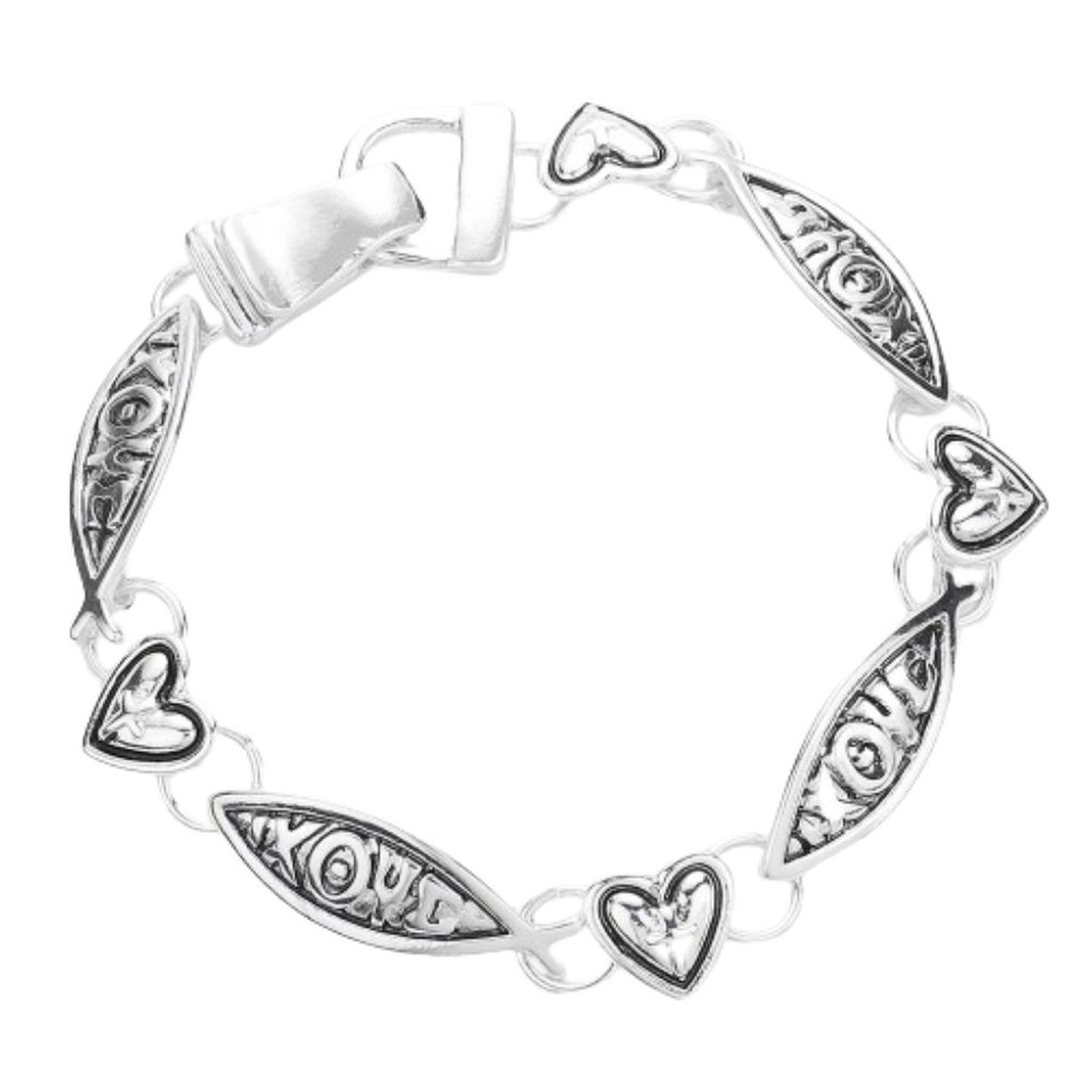 IXOYE message Ichthys Heart Link Magnetic Women Bracelet